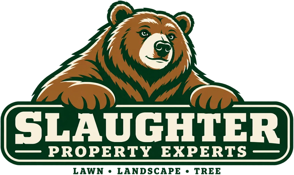 Slaughter Property Experts badge logo: a brown bear resting its paws on the company name